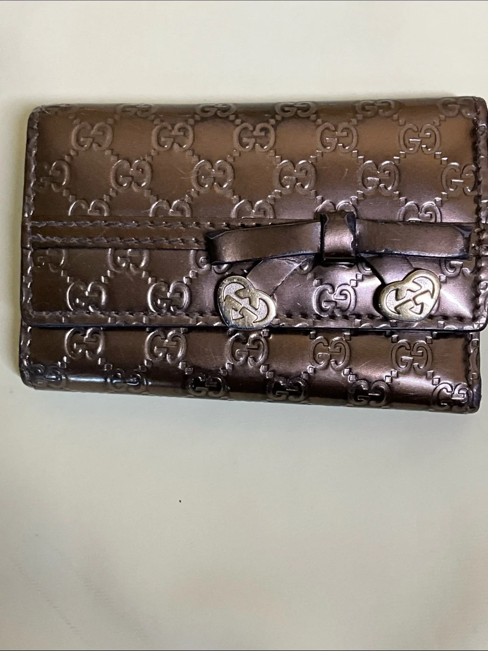 Gucci Brown GG Embossed Leather Key & Card Holder with Gold Hardware - Picture 3 of 13
